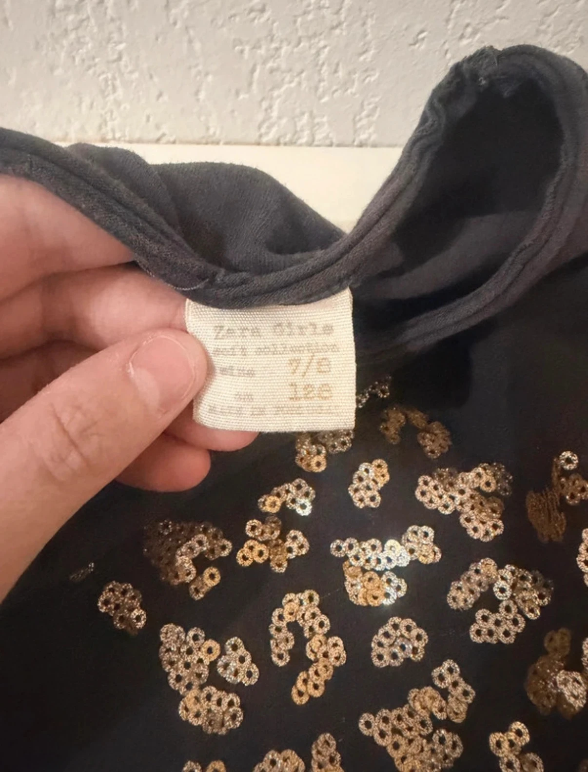 Zara Girls anthracite gray long-sleeve T-shirt with golden sequin star 7-8 years – photo 5